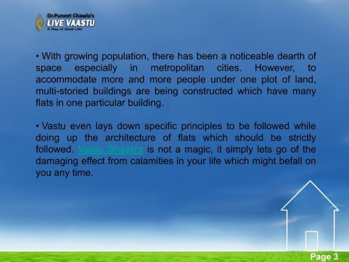 VASTU PRINCIPLES IN RELATION TO FLATS