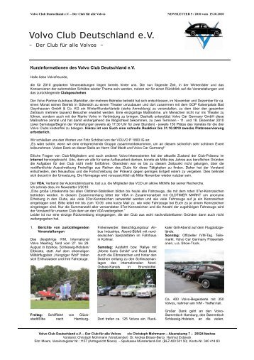 VCD Newsletter 2010-5 - Volvo Club Deutschland eV