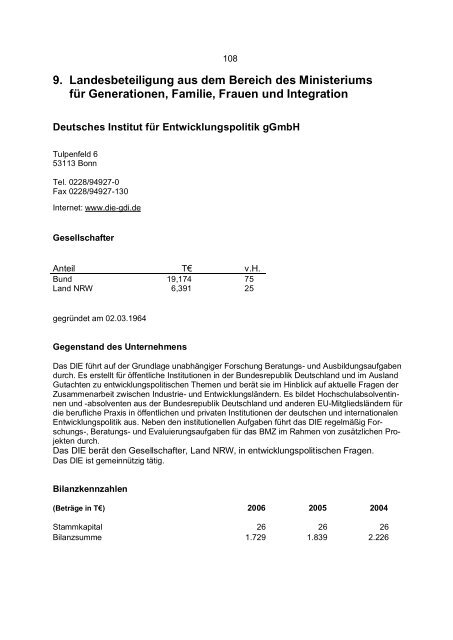 Entwurf Bericht 2006 - Finanzministerium NRW - Landesregierung ...