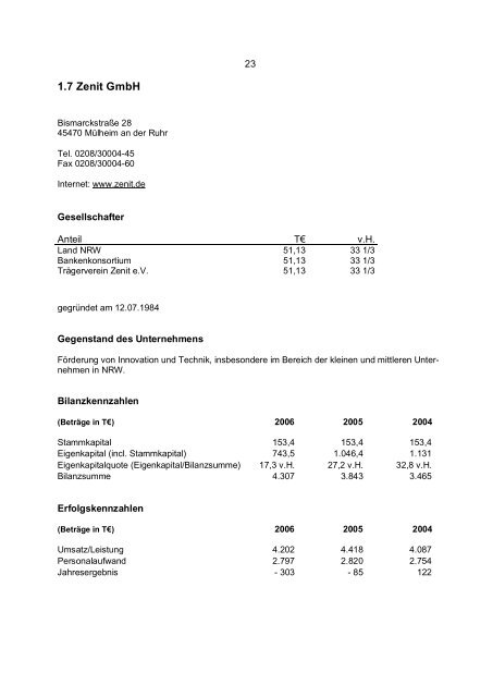 Entwurf Bericht 2006 - Finanzministerium NRW - Landesregierung ...