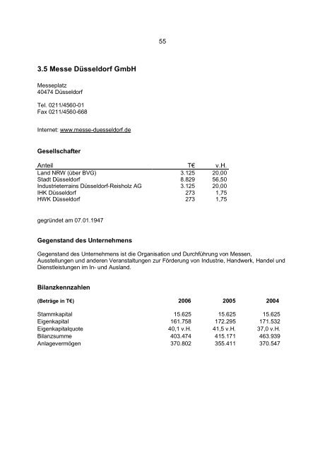 Entwurf Bericht 2006 - Finanzministerium NRW - Landesregierung ...