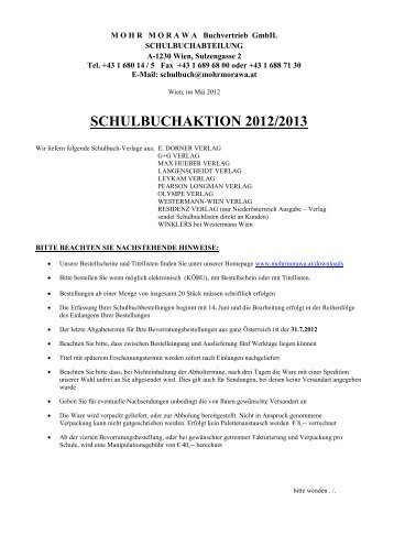 schulbuchaktion 2012/2013 - bei Mohr Morawa Buchvertrieb GmbH