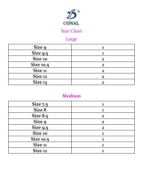 Large Shoe Size Chart