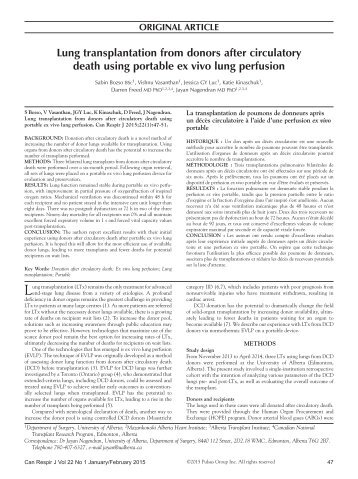 Lung transplantation from donors after circulatory death using portable ex vivo lung perfusion.