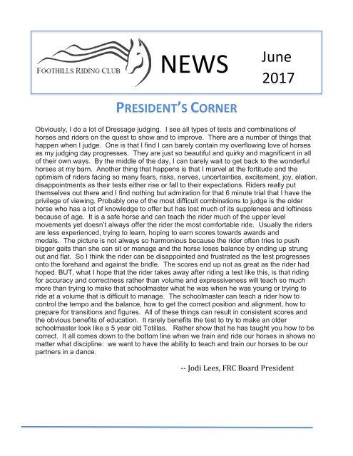 June 2017 FRC Member Newsletter