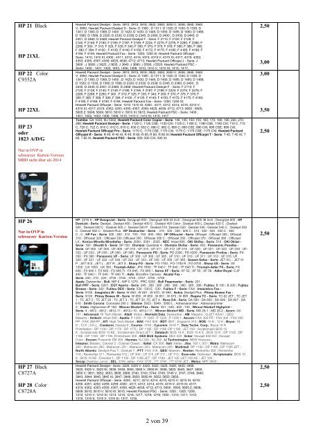 Ankaufliste volle Toner Tinte Tintenpatronen Ankauf buy unused full OEM Cartridges Juni 2017