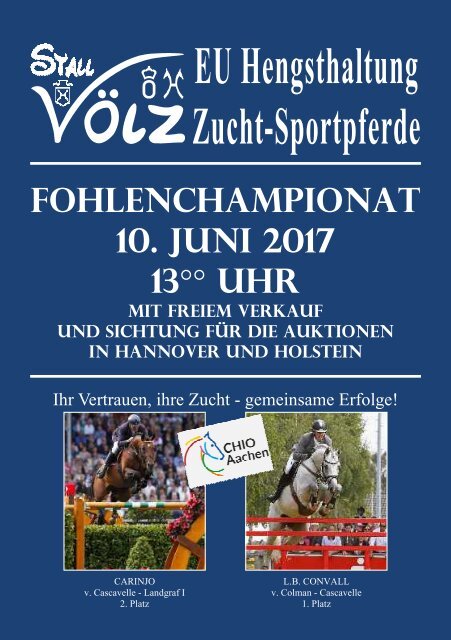 Fohlenchampionat Hengststation VÖLZ 10. Juni 2017 - 13°° Uhr