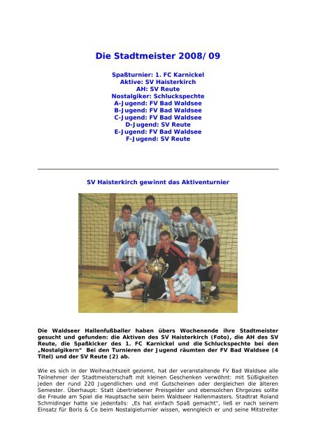 Die Stadtmeister 2008/09 - FV Bad Waldsee