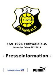 Presseinformation Kader (nach Positionen) - FSV 1926 Fernwald