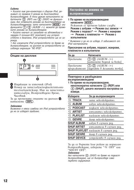 Sony CDX-GT55iP - CDX-GT55IP Mode d'emploi Bulgare