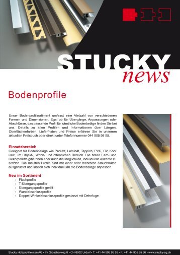 Bodenprofile - Stucky Holzprofilleisten AG