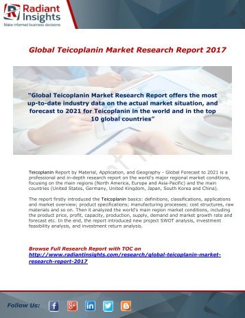 Teicoplanin Market Growth and Analysis Report 2017 : Radiant Insights,Inc