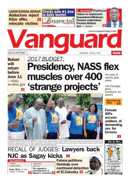 05062017 - Presidency, NASS flex muscles over 400 ‘strange projects’