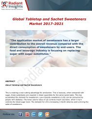 Global Tabletop and Sachet Sweeteners Market Analysis, Growth and Overview Report To 2017-2021