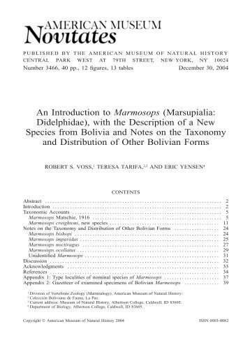 Marmosops - American Museum of Natural History