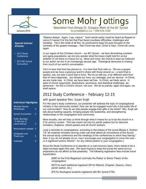 Some Mohr Jottings - BC Synod