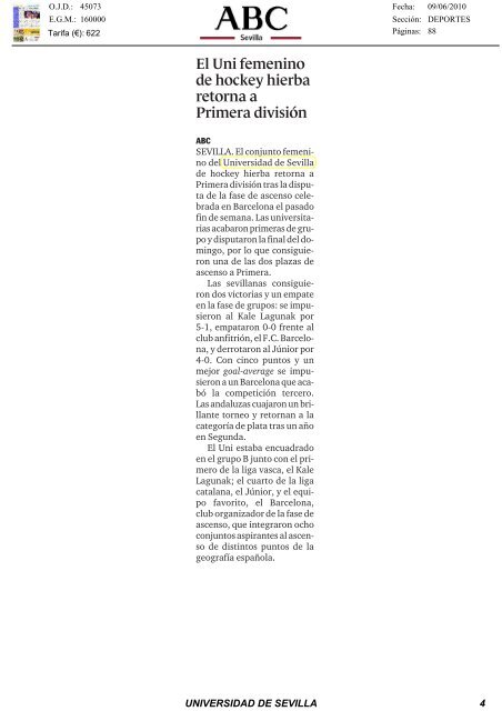 Dossier de prensa 9-junio - Universidad de Sevilla