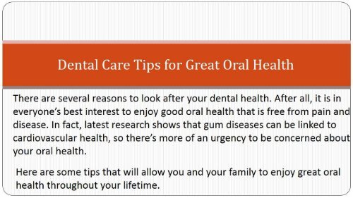 Dental Care Tips for Great Oral Health