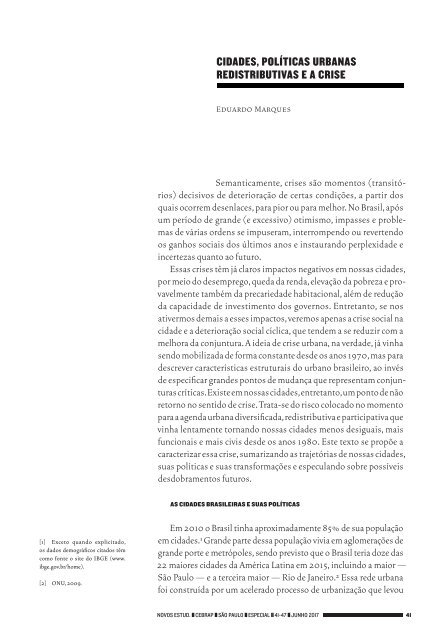 Novos Estudos - Especial Dinâmicas da Crise