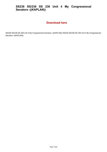 SS236 SS/236 SS 236 Unit 4 My Congressional Senators -((KAPLAN))