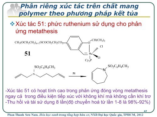 Báo cáo khoa học: Xúc tác xanh (green catalysts), xúc tác trong hóa học xanh (green chemistry), xúc tác trên chất mang polyme rắn, polyme hòa tan và chất mang silica