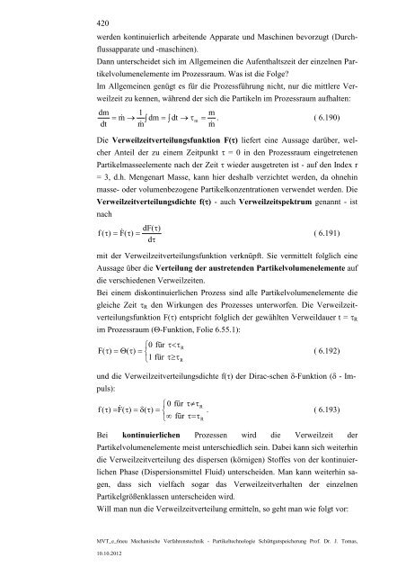 Pulverfließeigenschaften - Lehrstuhl Mechanische Verfahrenstechnik