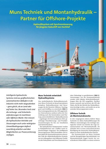 Muns Techniek und Montanhydraulik – Partner für Offshore-Projekte