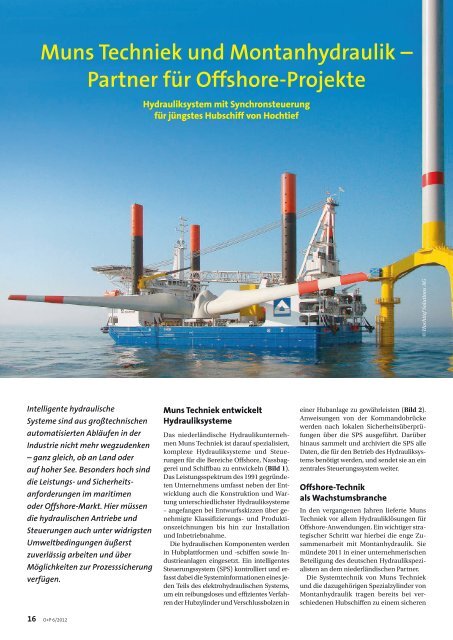 Muns Techniek und Montanhydraulik – Partner für Offshore-Projekte