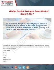 Global Dental Syringes Sales Market Share, Size and Forecast Report 2017