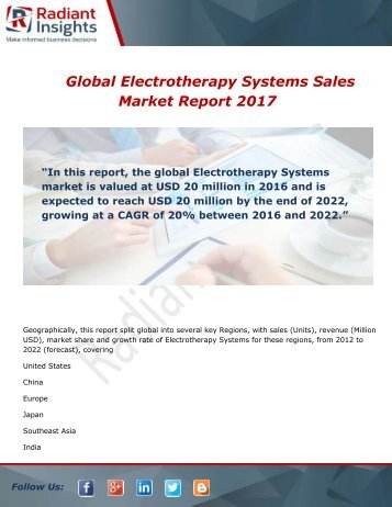 Global Electrotherapy Systems Sales Market Trends, Forecast and Analysis Report To 2017