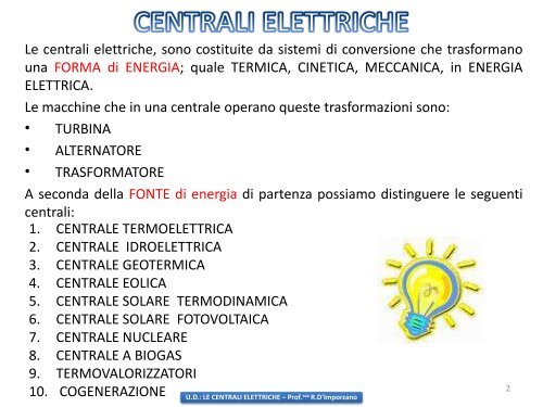 UD: LE CENTRALI ELETTRICHE - La Profe di Tecnologia