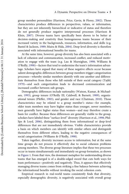 A Dynamic Perspective on Diverse Teams: Moving From The Dual Process Model to A Dynamic Coordination-Based Model of Diverse Team Performance - Kannan Srikanth, Sarah Harvey & Randall Peterson