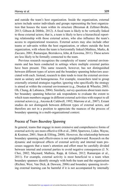 The Process of Team Boundary Spanning in Multi-Organizational Contexts - Sarah Harvey, Randall S. Peterson, and N. Anand