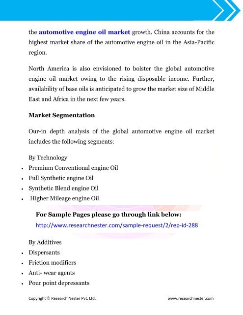 Global Automotive Engine Oil Market (2017-2024)- Research Nester