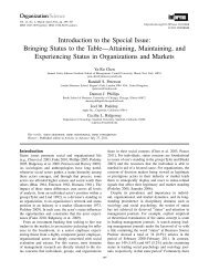 Introduction to the Special Issue: Bringing Status to the Table—Attaining, Maintaining, and Experiencing Status in Organizations and Markets