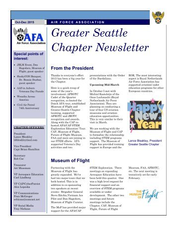 Air Force Association, Greater Seattle Chapter, 2015 - 4th Quarter