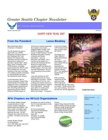 Air Force Association, Greater Seattle Chapter, 2016 - 4th Quarter