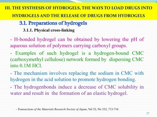 Báo cáo khoa học: Hydrogels as Drug Delivery Systems (Hệ dẫn truyền thuốc Hydogels)