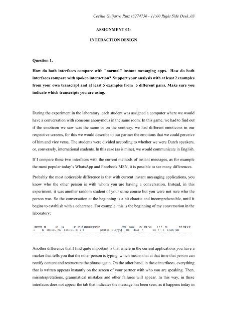 ASSIGNMENT 02 INTERACTION DESIGN