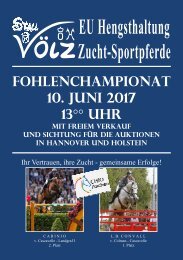 Fohlenchampionat Hengststation VÖLZ - 10. Juni - 13°°Uhr