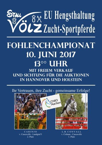 Fohlenchampionat Hengststation VÖLZ - 10. Juni - 13°°Uhr