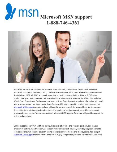 Microsoft MSN Support  +1-888- 746-4361