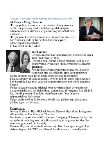 Analyse May taber i meningsmålinger og Corbyn går Frem