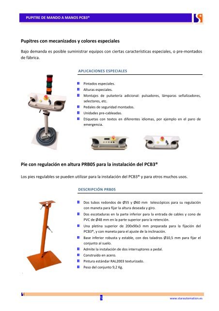 Catálogo Mando a dos manos (Pupitre Bimanual) PCB3_Español