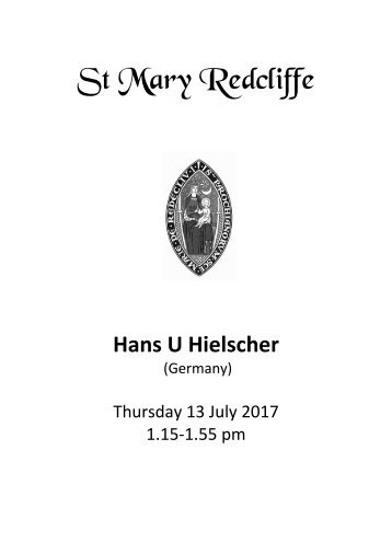 St Mary Redcliffe Organ Recital - Hans Hielscher