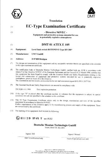 DMT EC-Type Examination Certificate
