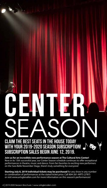 2010_2020 Season Brochure - The Cultural Arts Center at Glen Allen