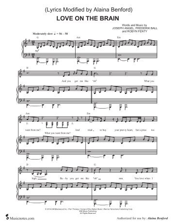 Love On The Brain Sheet Music MODIFIED