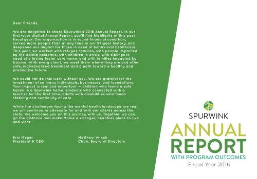 Spurwink Annual Report 2016