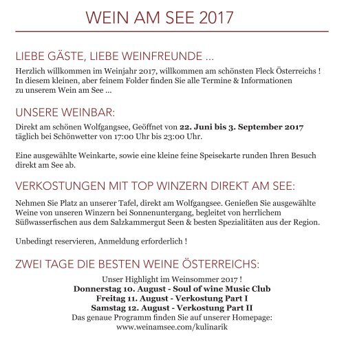 Wein am See Folder 2017